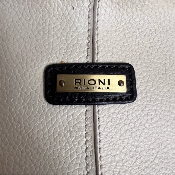 Rioni Quadra Chained Cream and Brown Tote Handbag - Picture 8 of 11